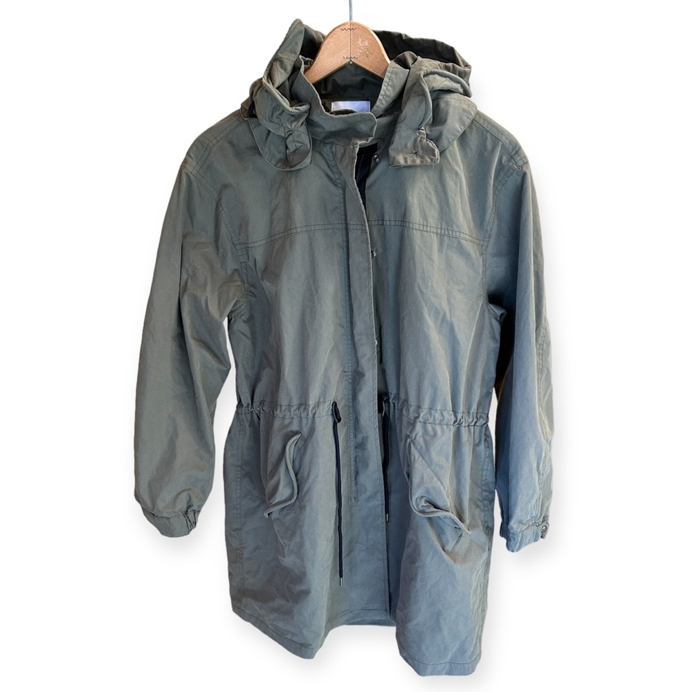 Urban Outfitters Army Style Olive Green Hooded Raincoat Jacket Size Small